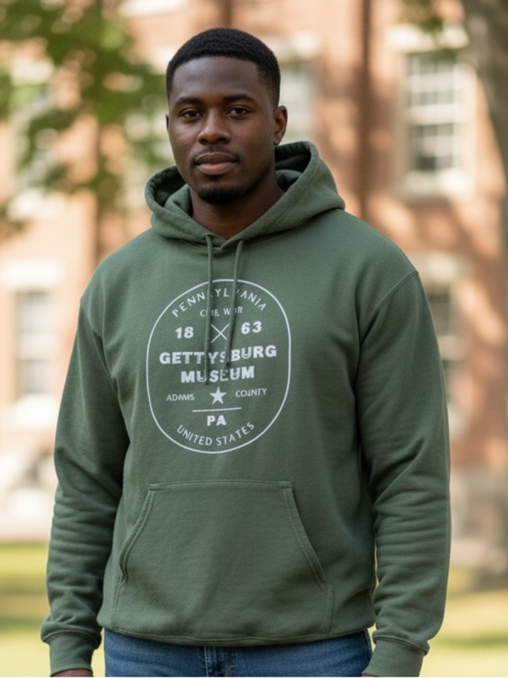 Dark Green Gettysburg Museum Hoodie- Unisex M
